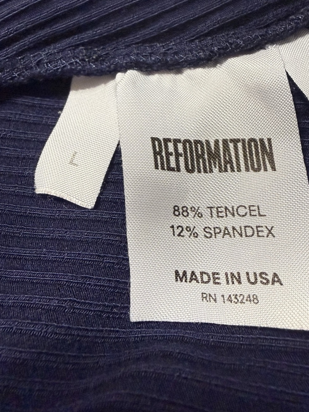 Reformation Navy Sara V-Neck Knit Mini Dress Tencel Stretch L Large EUC - Picture 7 of 10